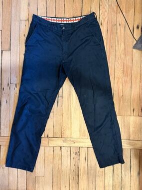 Men's Navy Patterned Chinos - Tailored Everyday Chino